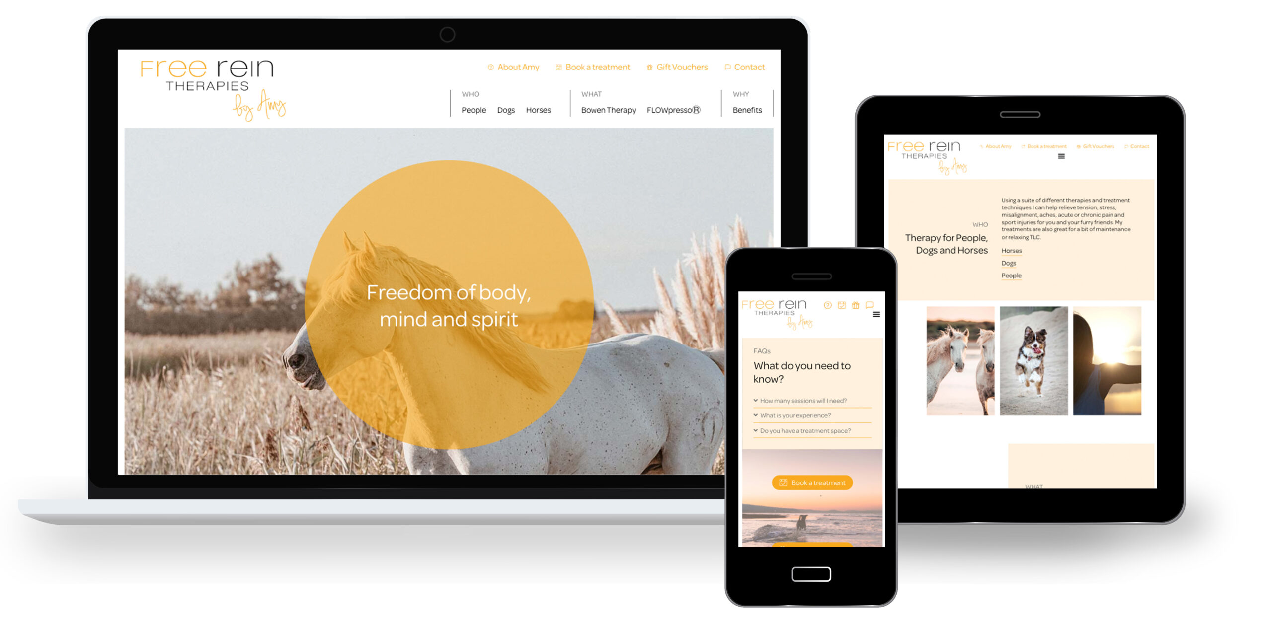 Web mockups - Free Rein